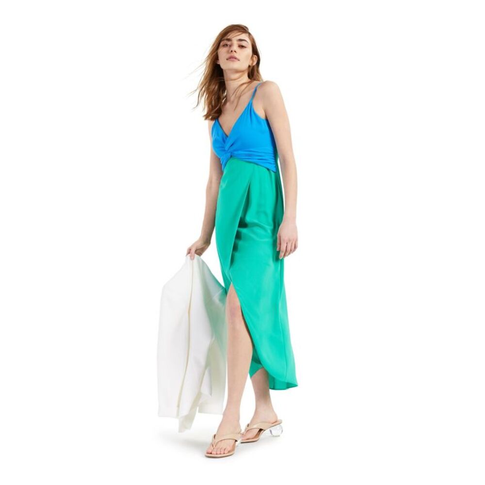 NWT BAR III DRESSES Womens Green Twist Front Scuba-crepe Midi Dress XS